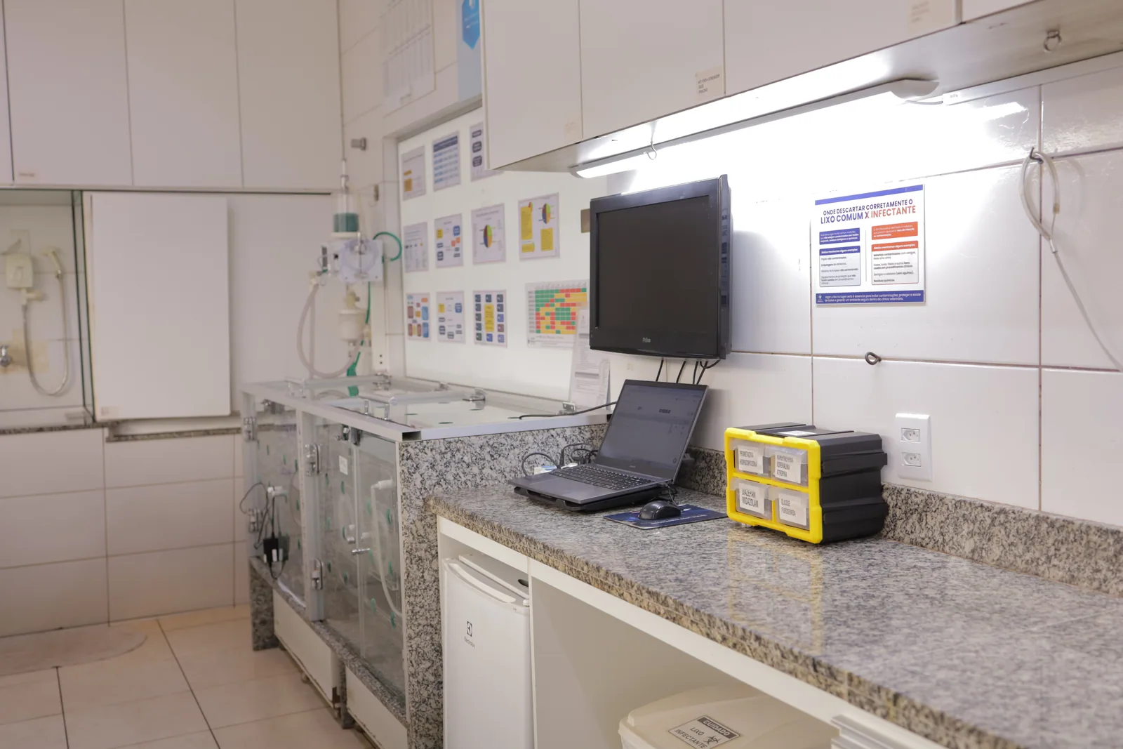 Estrutura hospitalar preparada para monitoramento veterinário